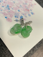 Load image into Gallery viewer, Green Jadeite Earrings - Double Hoop (NJE152)
