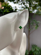 Load image into Gallery viewer, Green Clover Jadeite Earrings (NJE153)
