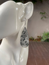 Load image into Gallery viewer, Icy Black Jadeite Carved Earrings (NJE156)
