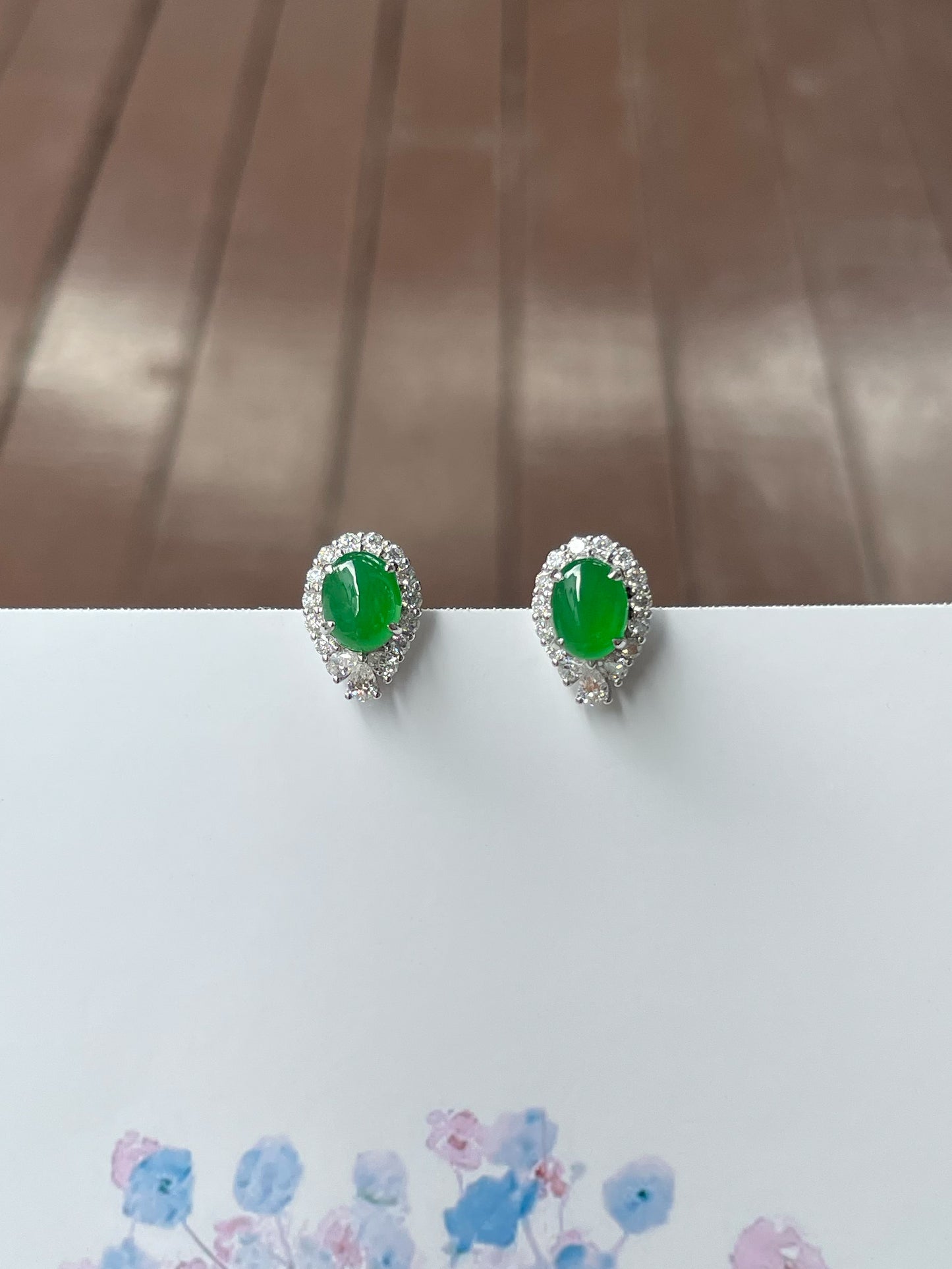 Green Jade Earrings - Cabochons (NJE157)