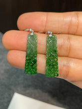 Load image into Gallery viewer, Green Jadeite Carved Earrings (NJE158)
