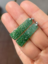 Load image into Gallery viewer, Green Jadeite Carved Earrings (NJE158)
