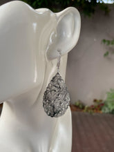 Load image into Gallery viewer, Icy Black Jadeite Carved Earrings (NJE160)
