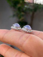 Load image into Gallery viewer, Icy Lavender Jade Cabochon Earrings (NJE162)
