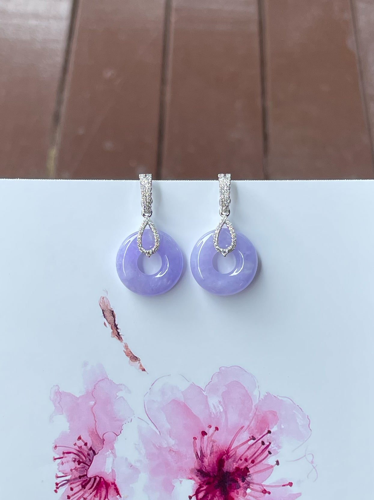 Lavender Jade Earrings - Safety Coin (NJE165)