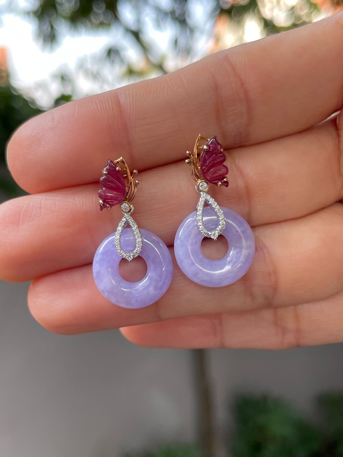 Lavender Jade Earrings - Safety Coin (NJE165)