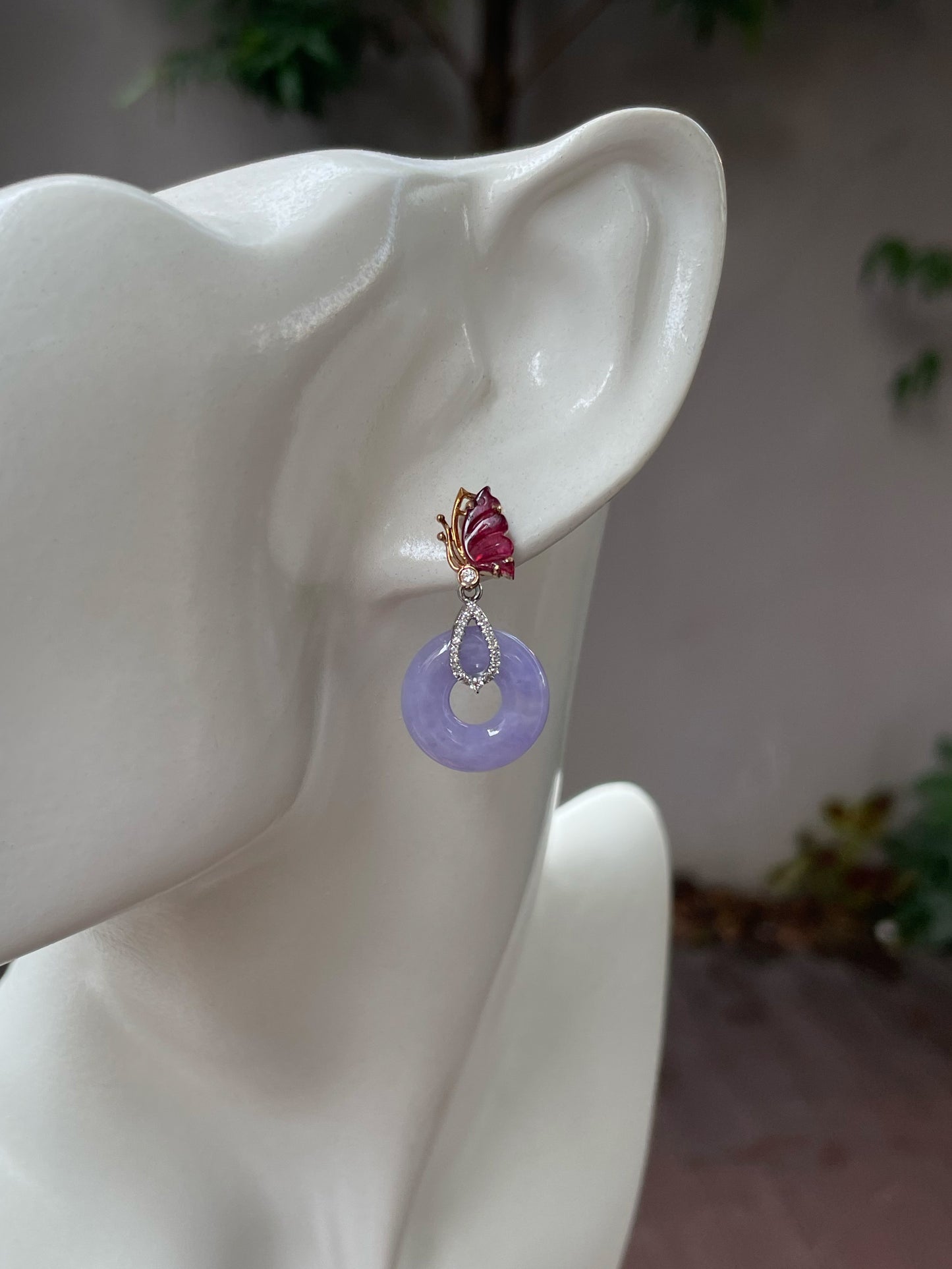 Lavender Jade Earrings - Safety Coin (NJE165)