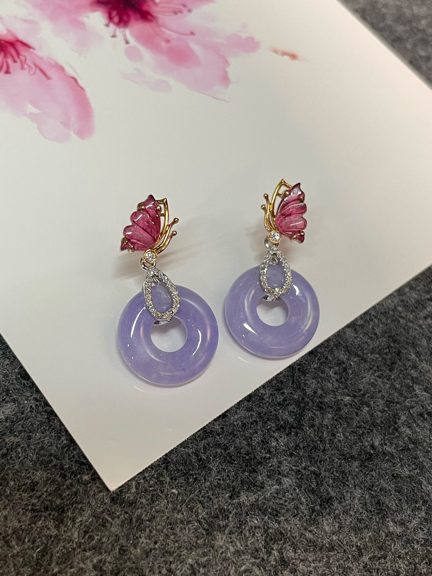 Lavender Jade Earrings - Safety Coin (NJE165)