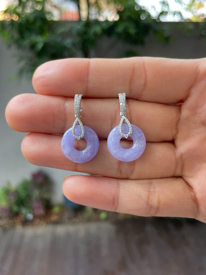 Lavender Jade Earrings - Safety Coin (NJE165)