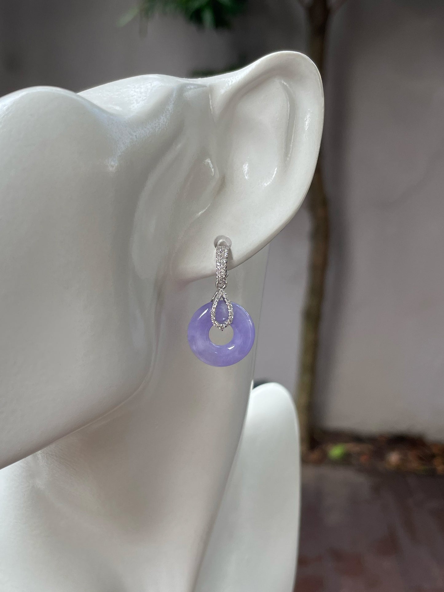 Lavender Jade Earrings - Safety Coin (NJE165)