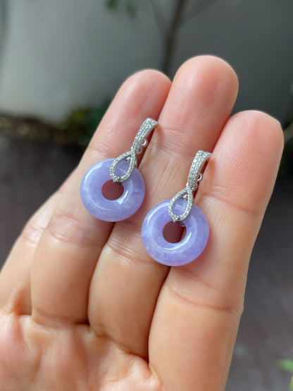 Lavender Jade Earrings - Safety Coin (NJE165)