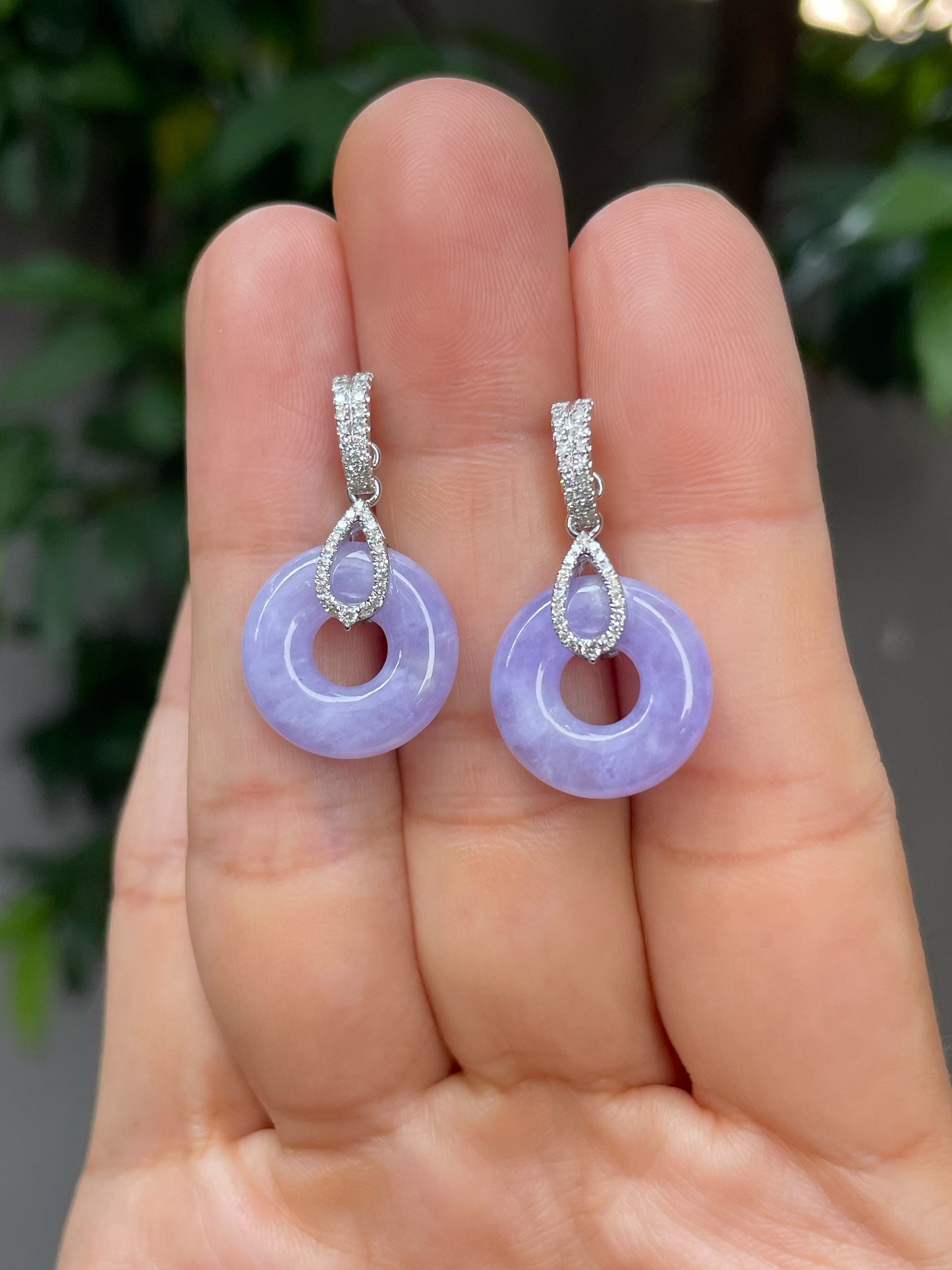 Lavender Jade Earrings - Safety Coin (NJE165)