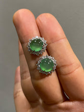 Load image into Gallery viewer, Icy Green Jade Cabochon Earrings (NJE168)
