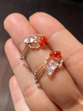 Load image into Gallery viewer, Icy White &amp; Red Jade Earrings - Goldfish (NJE169)
