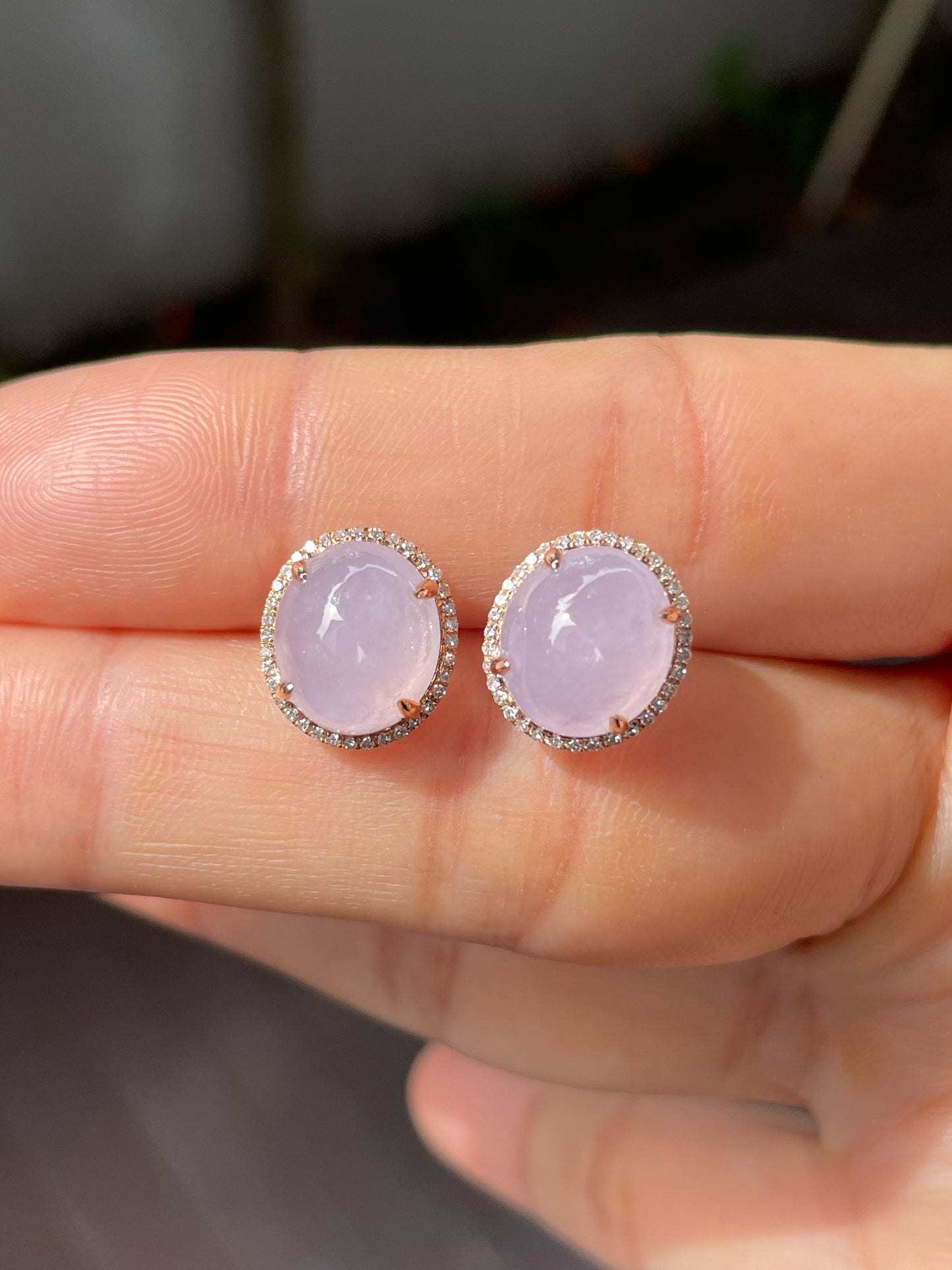 Pink Jade Cabochon Earrings (NJE170)