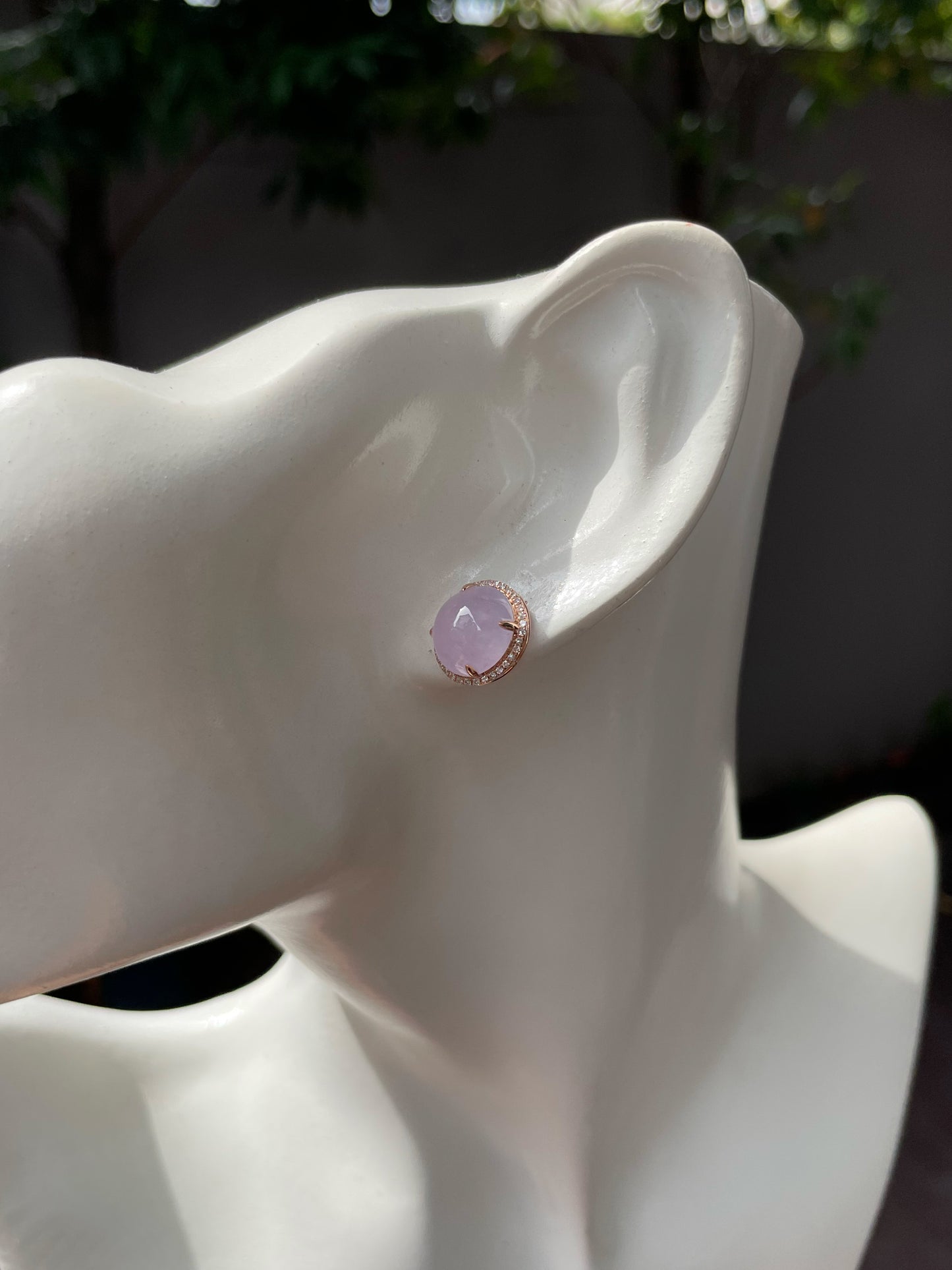 Pink Jade Cabochon Earrings (NJE170)