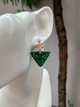 Load image into Gallery viewer, Green Jadeite Carved Earrings (NJE171)

