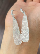 Load image into Gallery viewer, Icy Jadeite Carved Earrings (NJE172)
