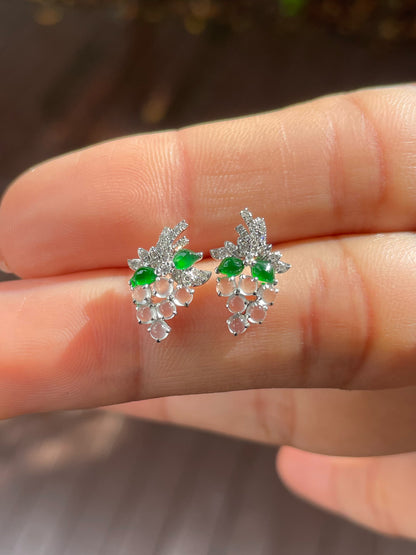 Glassy Jadeite Earrings - Grapes (NJE173)