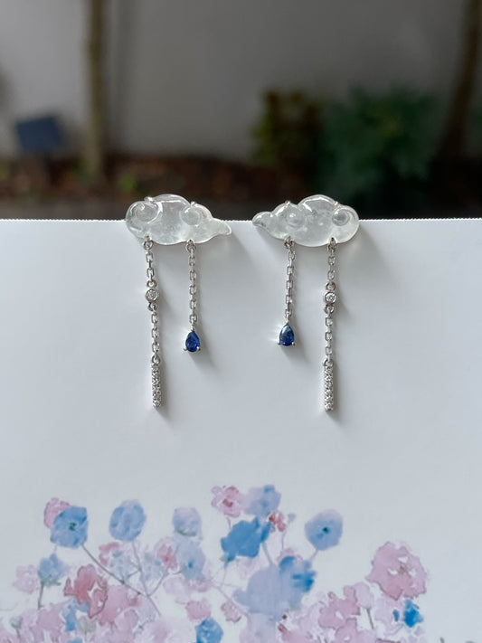 Icy Jade Clouds Earrings (NJE175)