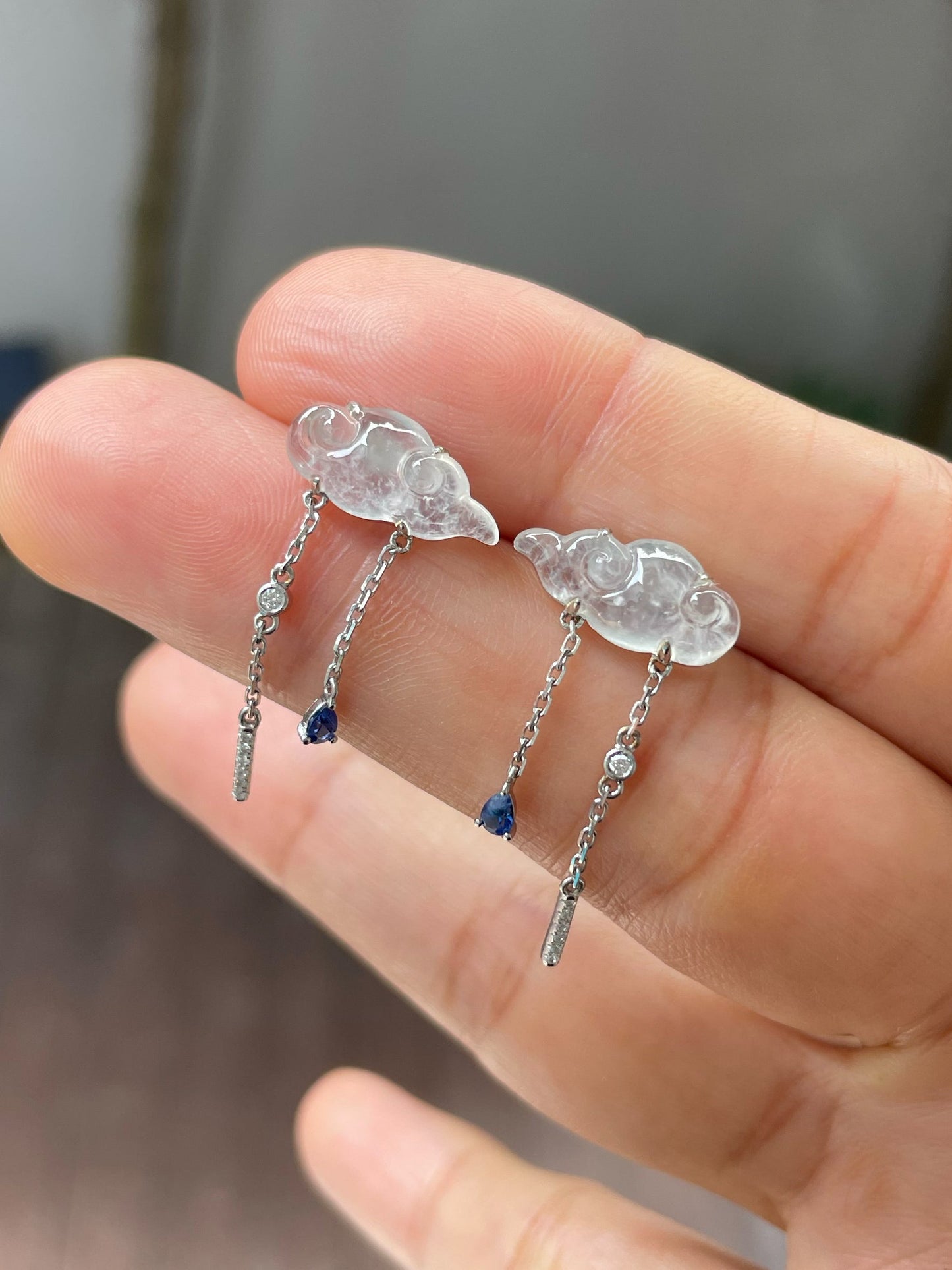 Icy Jade Clouds Earrings (NJE175)