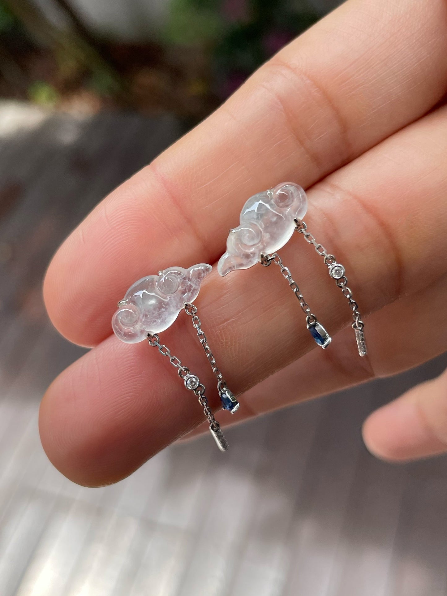 Icy Jade Clouds Earrings (NJE175)