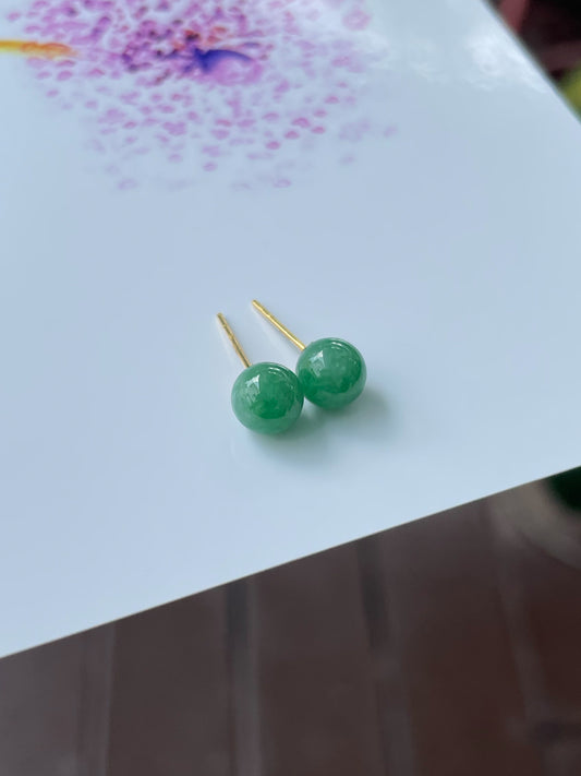 Green Jade Ball Earrings (NJE183)