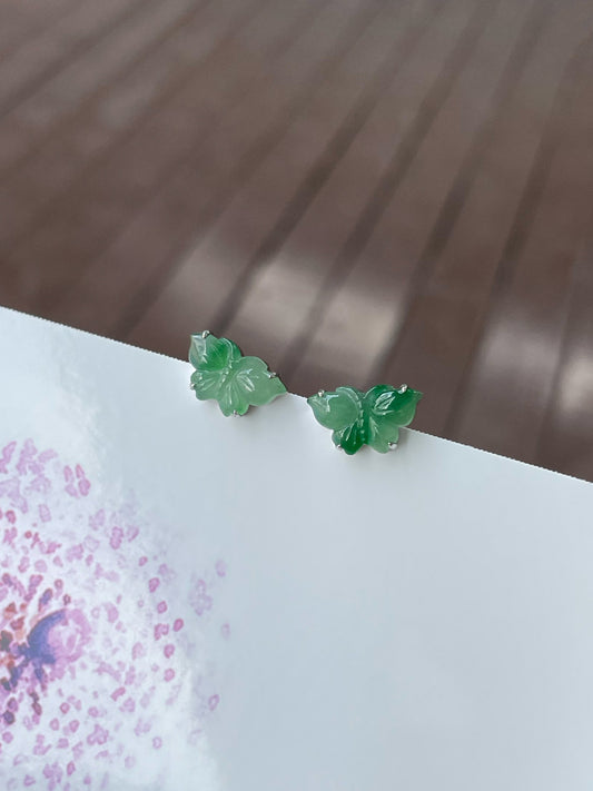 Green Jade Earrings - Butterfly (NJE184)