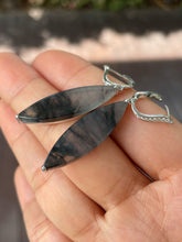 Load image into Gallery viewer, Icy Black Jadeite Earrings (NJE185)
