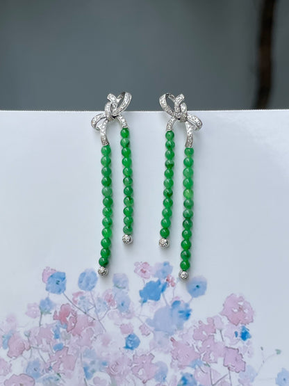 Green Jade Beads Earrings (NJE188)