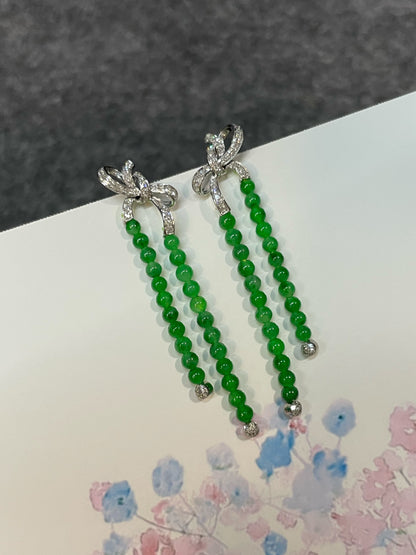 Green Jade Beads Earrings (NJE188)