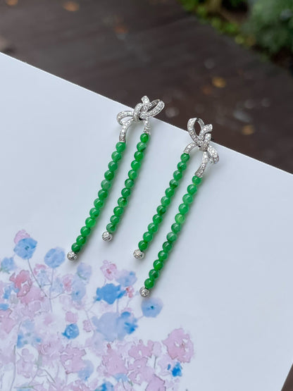 Green Jade Beads Earrings (NJE188)