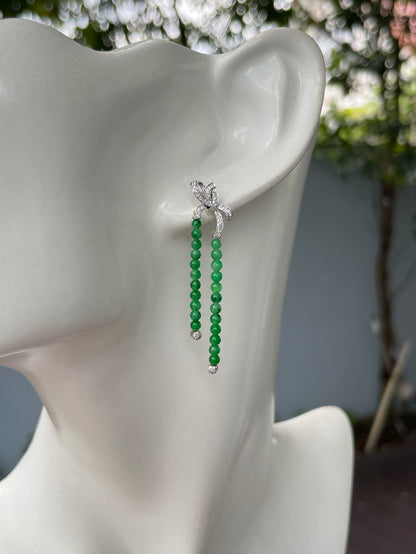 Green Jade Beads Earrings (NJE188)