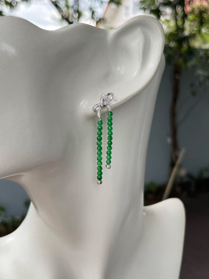 Green Jade Beads Earrings (NJE188)