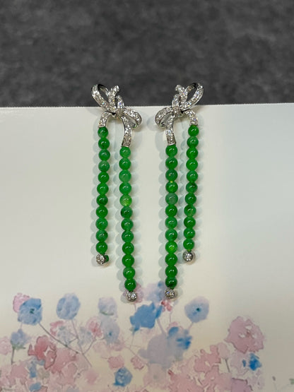 Green Jade Beads Earrings (NJE188)