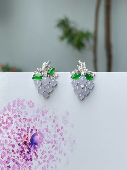 Lavender Jadeite Earrings - Grapes (NJE191)