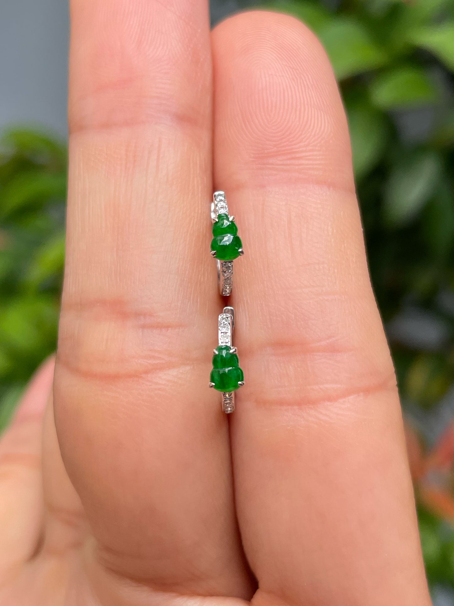 Green Jadeite Earrings - Hu Lu (NJE193)