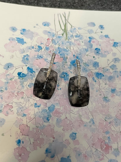 Icy Black Jade Earrings (NJE195)