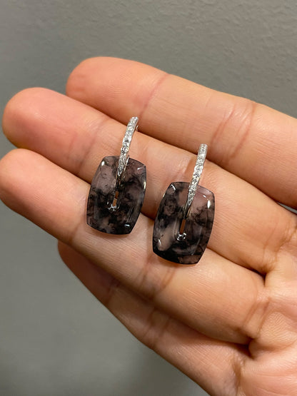 Icy Black Jade Earrings (NJE195)