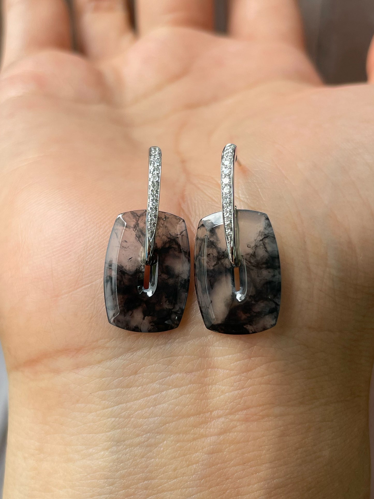 Icy Black Jade Earrings (NJE195)