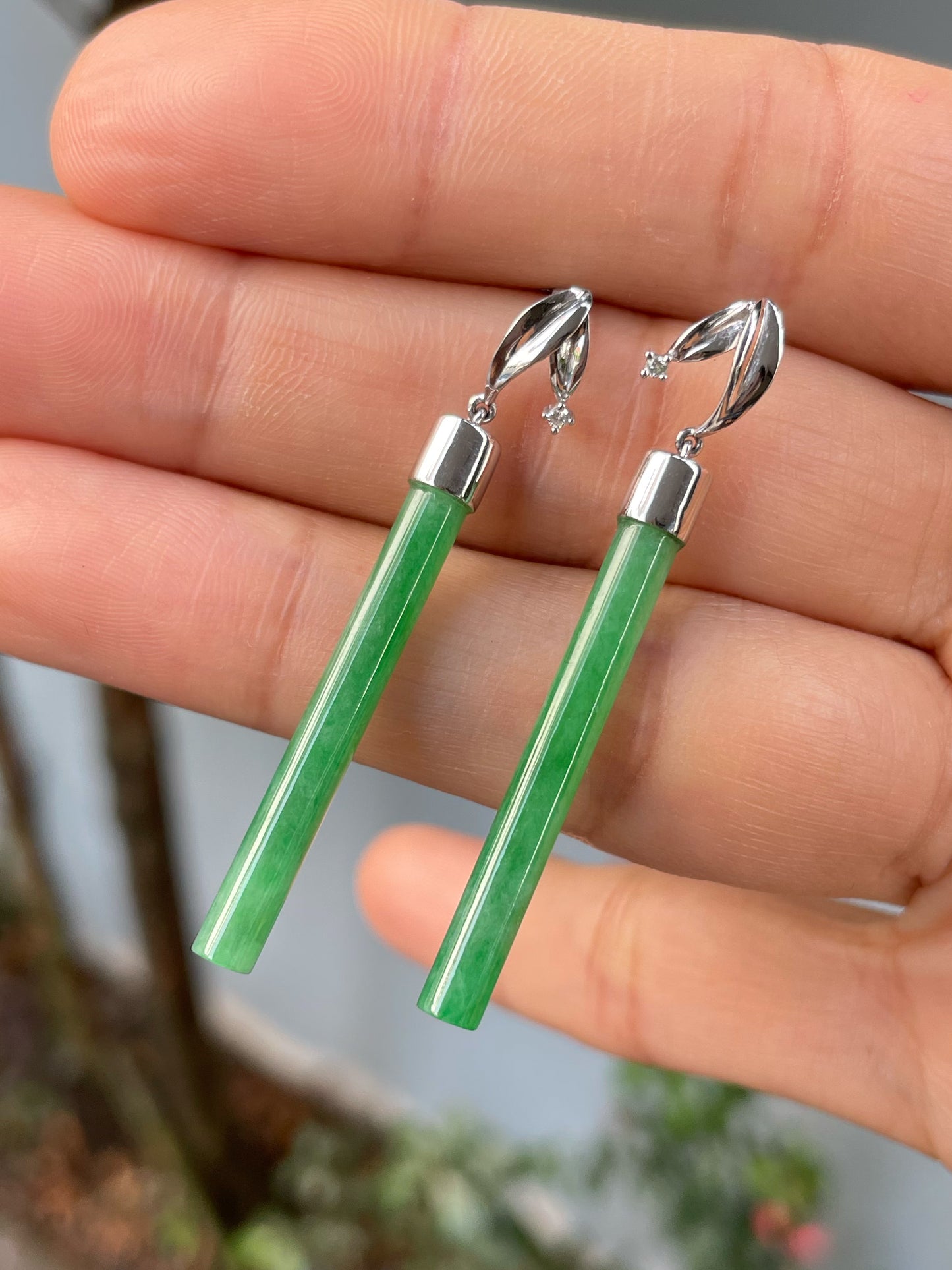 Green Jade Earrings (NJE196)