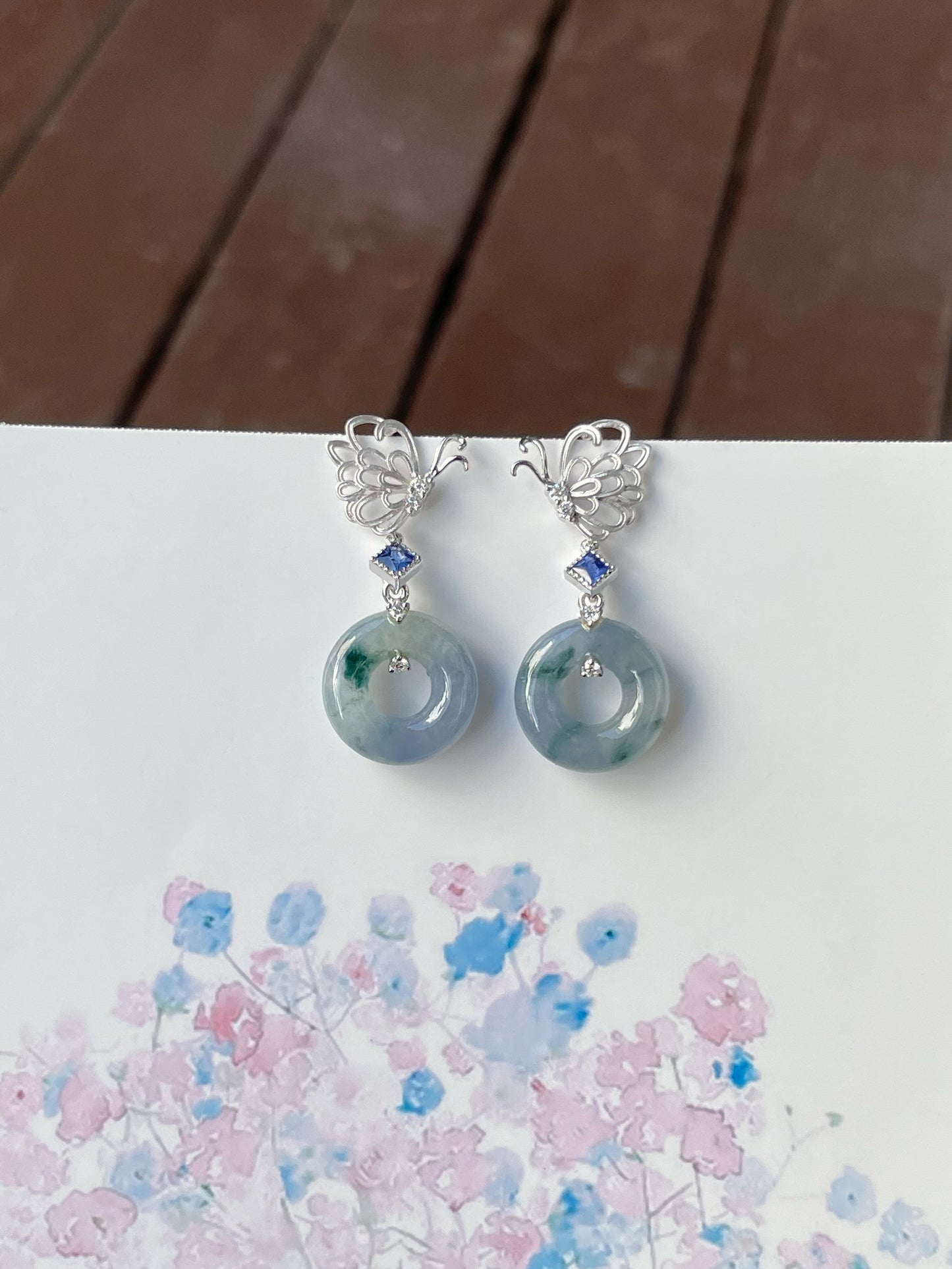 Lavender Jade Earrings - Safety Coin (NJE201)