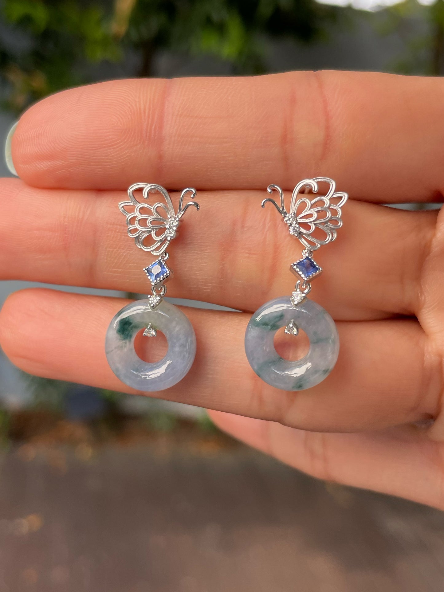 Lavender Jade Earrings - Safety Coin (NJE201)