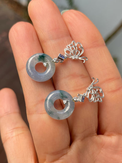 Lavender Jade Earrings - Safety Coin (NJE201)