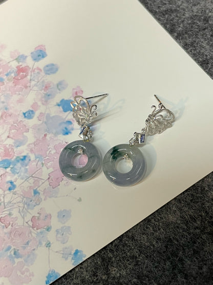 Lavender Jade Earrings - Safety Coin (NJE201)