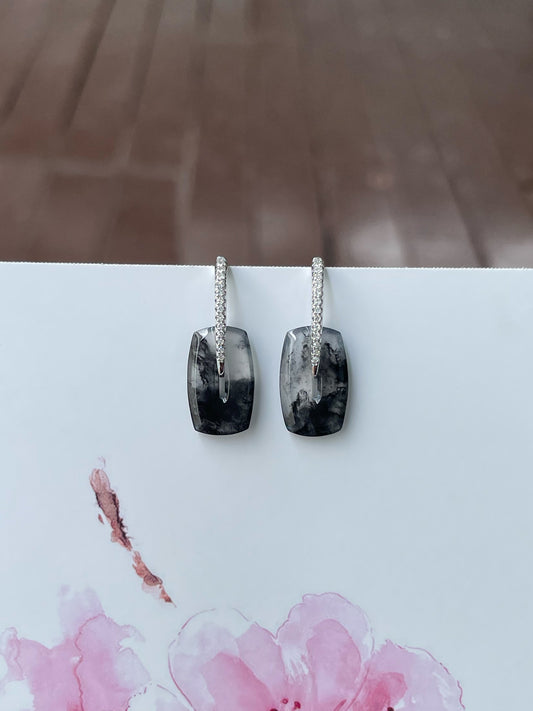 Icy Black Jade Earrings (NJE206)