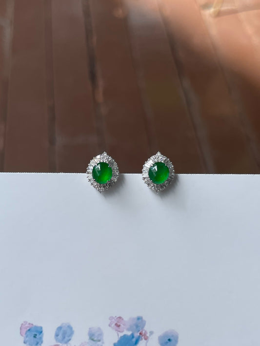 Green Jade Earrings - Cabochons (NJE213)