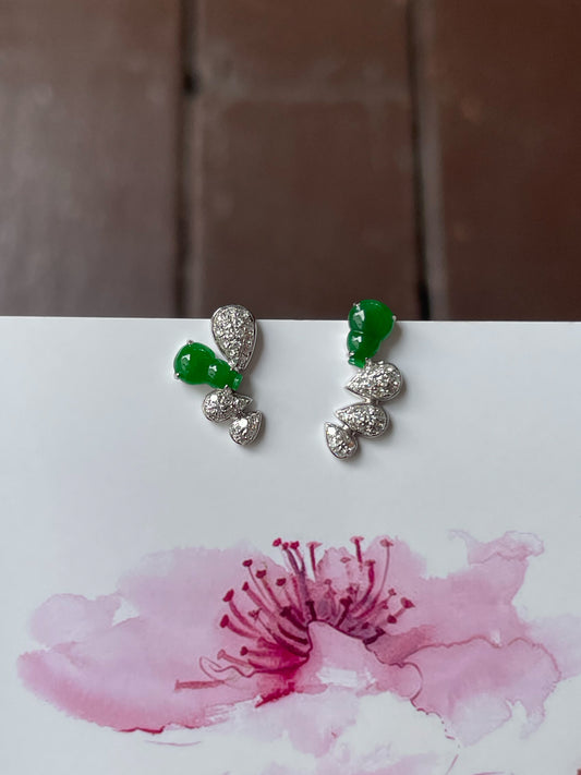 Green Jadeite Earrings - Hu Lu (NJE216)