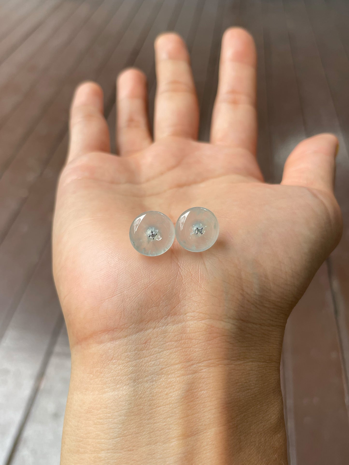 Glassy Jade Earrings - Safety Coin (NJE221)