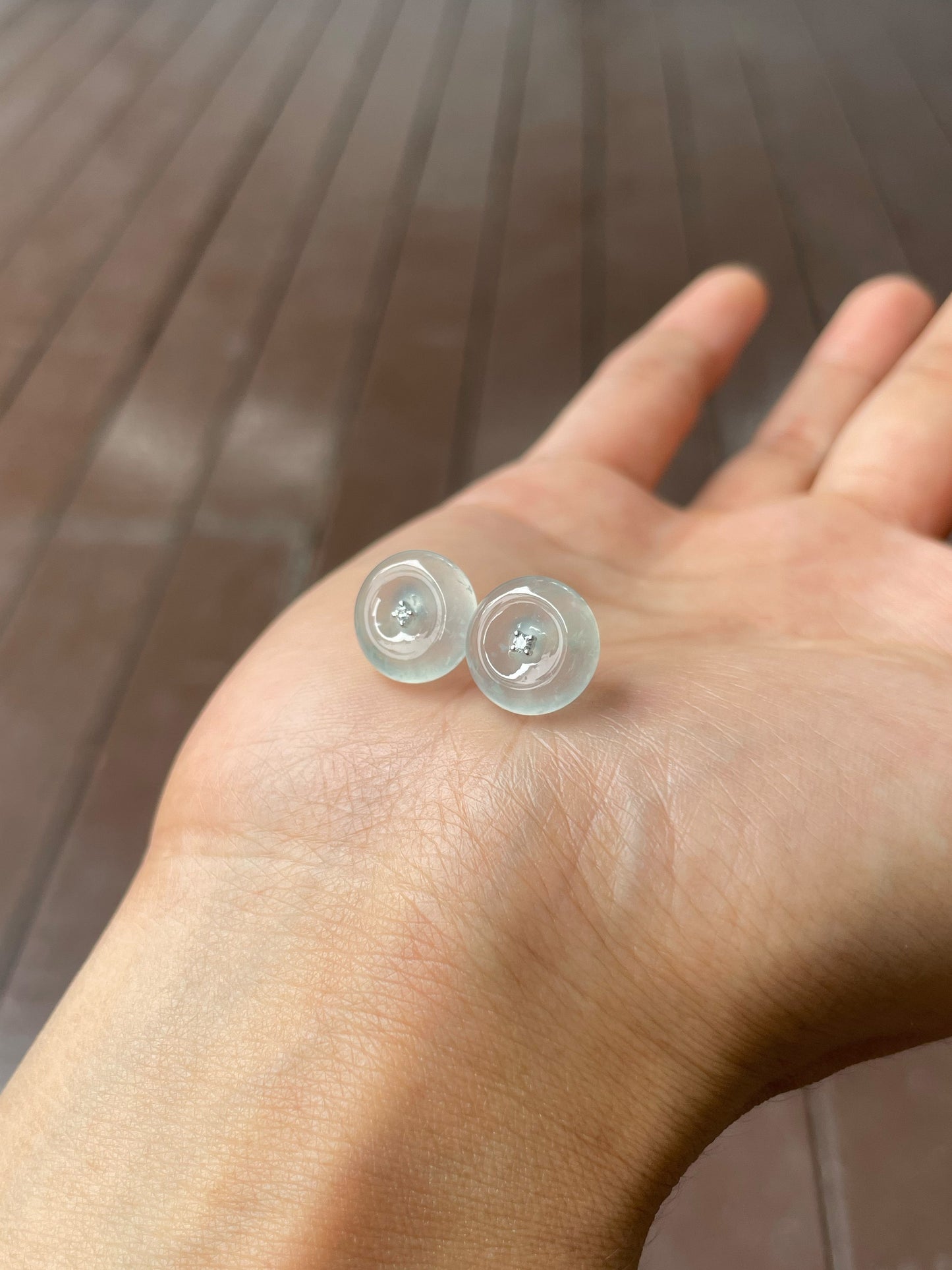 Glassy Jade Earrings - Safety Coin (NJE221)